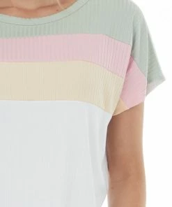Vanilla Bay Off White Ribbed Colorblock Dolman Sleeve Top Tops 13 Vanilla Bay Off White Ribbed Colorblock Dolman Sleeve Top Tops