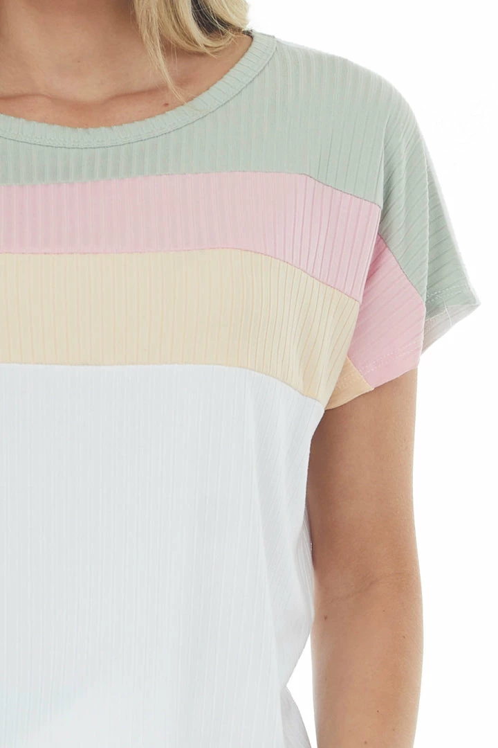 Vanilla Bay Off White Ribbed Colorblock Dolman Sleeve Top Tops 8 Vanilla Bay Off White Ribbed Colorblock Dolman Sleeve Top Tops