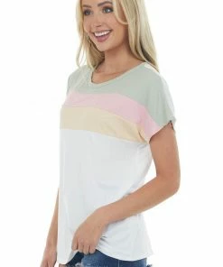 Vanilla Bay Off White Ribbed Colorblock Dolman Sleeve Top Tops 11 Vanilla Bay Off White Ribbed Colorblock Dolman Sleeve Top Tops