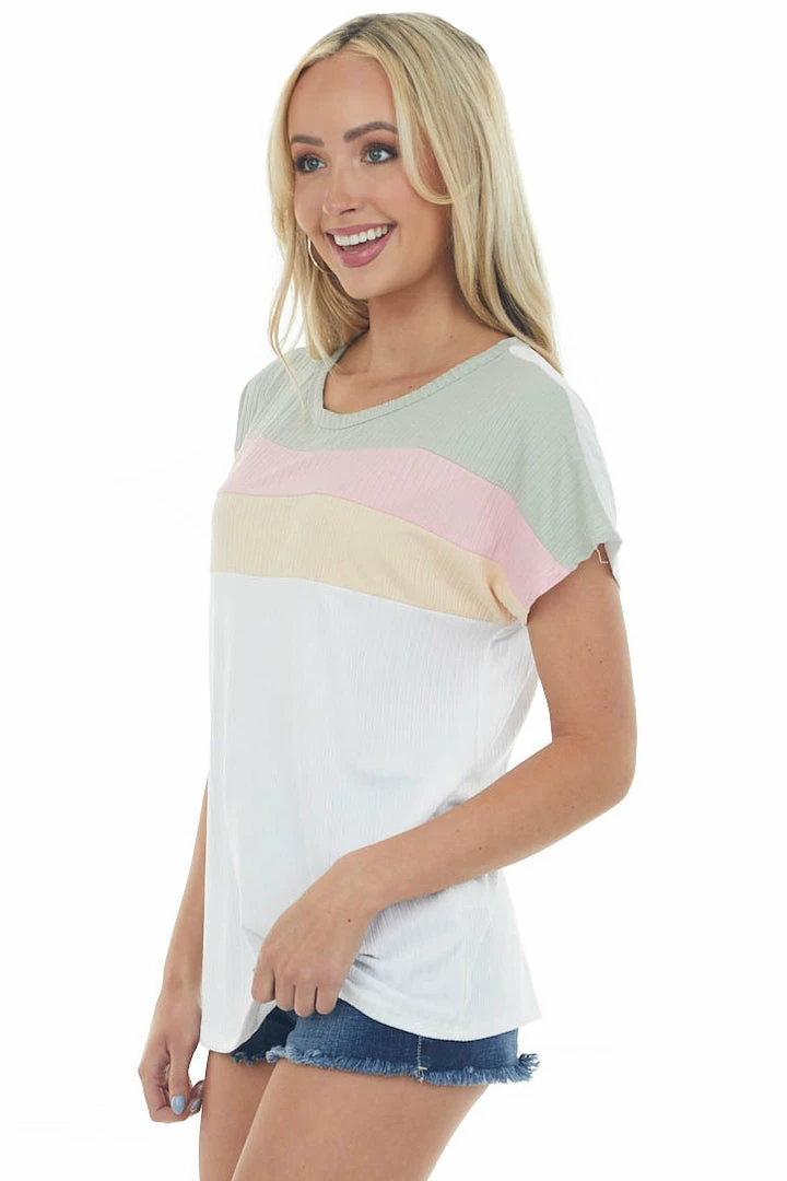 Vanilla Bay Off White Ribbed Colorblock Dolman Sleeve Top Tops 6 Vanilla Bay Off White Ribbed Colorblock Dolman Sleeve Top Tops