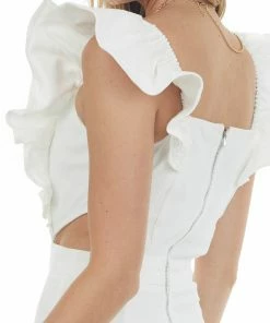 Flying Tomato Off White Ruffle Strap Flare Leg Jumpsuit 13 Flying Tomato Off White Ruffle Strap Flare Leg Jumpsuit