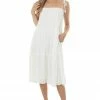 Allie Rose Dresses Off White Sleeveless Tiered Midi Dress