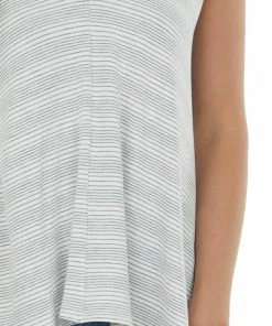 Andree Off White Striped V Neck Cap Sleeve Knit Top 13 Andree Off White Striped V Neck Cap Sleeve Knit Top