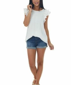 143 Story Off White Swiss Dot Ruffle Sleeve A Line Top Tops 10 143 Story Off White Swiss Dot Ruffle Sleeve A Line Top Tops