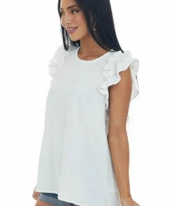 143 Story Off White Swiss Dot Ruffle Sleeve A Line Top Tops 11 143 Story Off White Swiss Dot Ruffle Sleeve A Line Top Tops