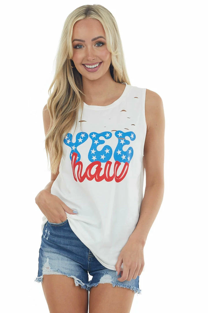 Zutter Off White 'Yee Haw' Laser Cut Graphic Tank Top Tops 3 Zutter Off White 'Yee Haw' Laser Cut Graphic Tank Top Tops