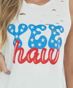 Zutter Off White 'Yee Haw' Laser Cut Graphic Tank Top Tops 13 Zutter Off White 'Yee Haw' Laser Cut Graphic Tank Top Tops