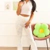 LE LIS Bottoms Off White Abstract Print High Waisted Pants
