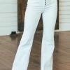 KanCan Bottoms Off White Button Fly High Rise Flare Jeans