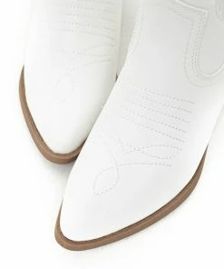 FORTUNE DYNAMIC Shoes Off White Faux Leather Embroidered Western Boots