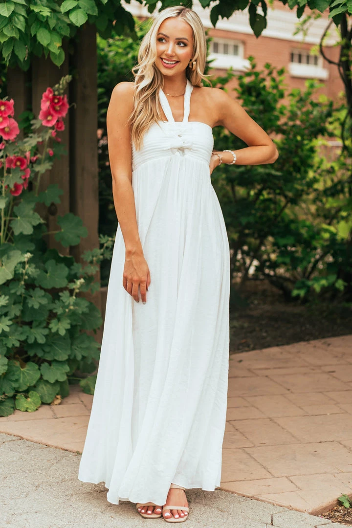Aakaa Off White Halter Neck Sleeveless Maxi Dress Dresses 3 Aakaa Off White Halter Neck Sleeveless Maxi Dress Dresses