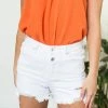 Special A Bottoms Off White High Rise Double Button Denim Shorts