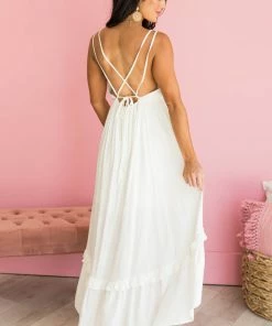 Petal Dew Dresses Off White Plunging V Neck Babydoll High Low Dress