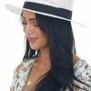 Urbanista Off White Straw Hat With Black Ribbon Trim