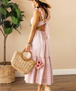 Lush Clothing Off White Ditsy Floral Sleeveless Midi Dress