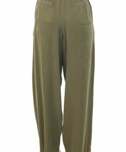 Ces Femme Olive High Rise Paper Bag Waist Tie Pants Bottoms