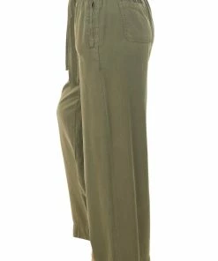 Ces Femme Olive High Rise Paper Bag Waist Tie Pants Bottoms