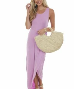 HEIMISH Orchid Tulip Hem Wrap Maxi Knit Dress