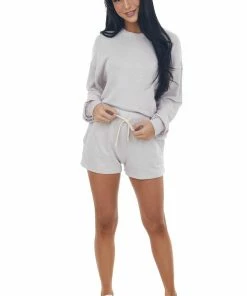 HYFVE Tops Pale Lavender Long Sleeve Knit Top And Shorts Set 10 HYFVE Tops Pale Lavender Long Sleeve Knit Top And Shorts Set