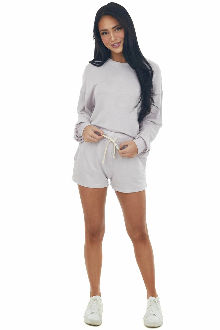 HYFVE Tops Pale Lavender Long Sleeve Knit Top And Shorts Set 5 HYFVE Tops Pale Lavender Long Sleeve Knit Top And Shorts Set