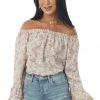 143 Story Tops Pale Mauve Floral Off Shoulder Bell Sleeve Top 1 143 Story Tops Pale Mauve Floral Off Shoulder Bell Sleeve Top