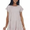 Sweet Lemon Dresses Pale Mauve Tiered Babydoll Woven Mini Dress