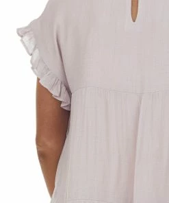 Sweet Lemon Dresses Pale Mauve Tiered Babydoll Woven Mini Dress