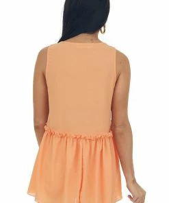 Haptics Papaya Frilled Drop Waist V Neck Woven Tank Top Tops 16 Haptics Papaya Frilled Drop Waist V Neck Woven Tank Top Tops
