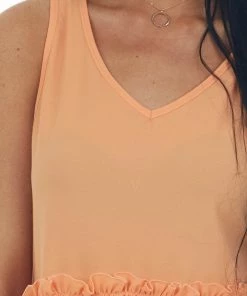 Haptics Papaya Frilled Drop Waist V Neck Woven Tank Top Tops 17 Haptics Papaya Frilled Drop Waist V Neck Woven Tank Top Tops