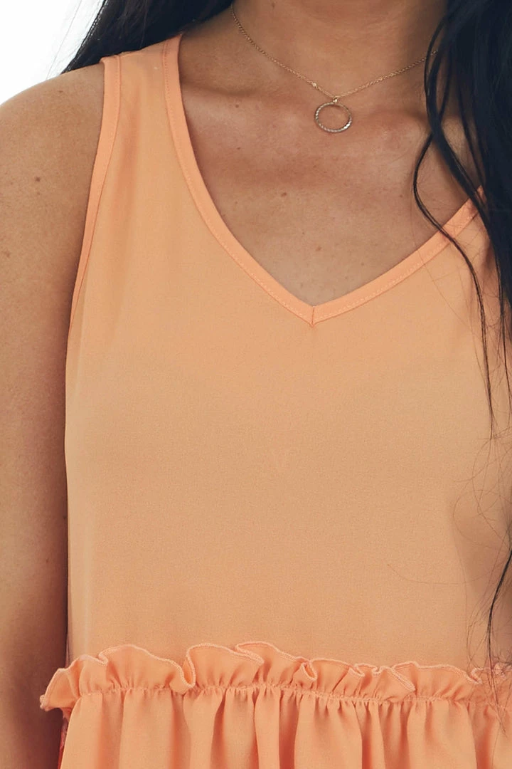 Haptics Papaya Frilled Drop Waist V Neck Woven Tank Top Tops 10 Haptics Papaya Frilled Drop Waist V Neck Woven Tank Top Tops