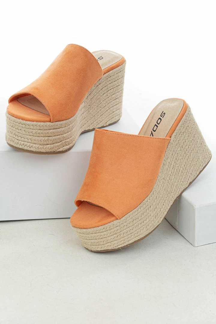 FORTUNE DYNAMIC Papaya Suede Slip On Espadrille Wedge Shoes 7 FORTUNE DYNAMIC Papaya Suede Slip On Espadrille Wedge Shoes