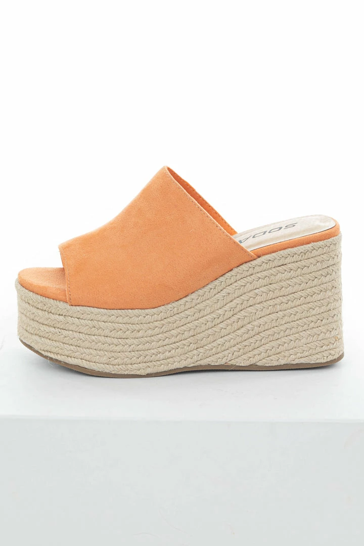 FORTUNE DYNAMIC Papaya Suede Slip On Espadrille Wedge Shoes 4 FORTUNE DYNAMIC Papaya Suede Slip On Espadrille Wedge Shoes