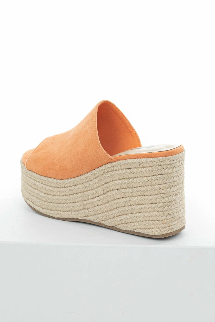 FORTUNE DYNAMIC Papaya Suede Slip On Espadrille Wedge Shoes 5 FORTUNE DYNAMIC Papaya Suede Slip On Espadrille Wedge Shoes