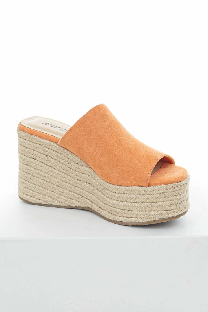 FORTUNE DYNAMIC Papaya Suede Slip On Espadrille Wedge Shoes 6 FORTUNE DYNAMIC Papaya Suede Slip On Espadrille Wedge Shoes