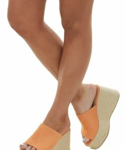 FORTUNE DYNAMIC Papaya Suede Slip On Espadrille Wedge Shoes 15 FORTUNE DYNAMIC Papaya Suede Slip On Espadrille Wedge Shoes