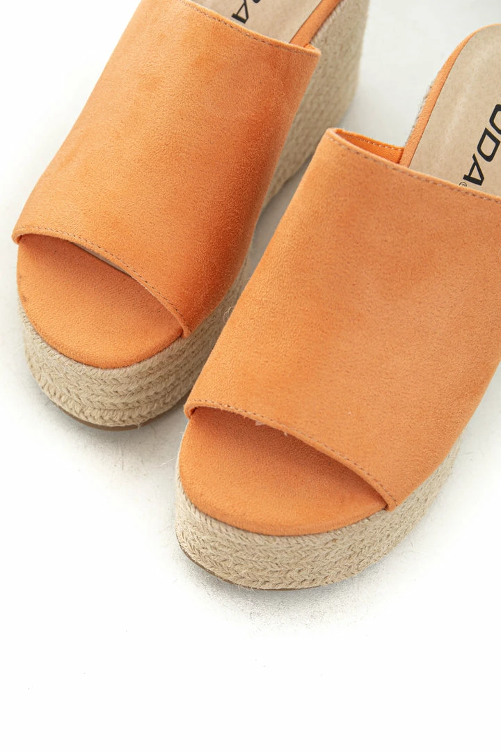 FORTUNE DYNAMIC Papaya Suede Slip On Espadrille Wedge Shoes 8 FORTUNE DYNAMIC Papaya Suede Slip On Espadrille Wedge Shoes