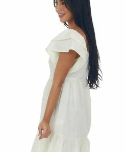 Umgee Pastel Yellow Smocked Babydoll Ruffle Dress Dresses