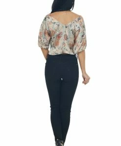 Peach Love Tops Peach Paisley Ruched Front Cropped Blouse 24 Peach Love Tops Peach Paisley Ruched Front Cropped Blouse