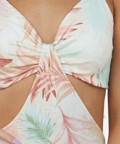 LIGHT SO SHINE Peach Tropical Print Waist Cut Out Maxi Dress Dresses