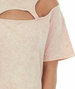 BiBi Peach Washed Double Chest Cut Out Knit Top