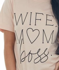 Blume+Co Tops Peach 'Wife Mom Boss' Soft Knit Graphic Tee
