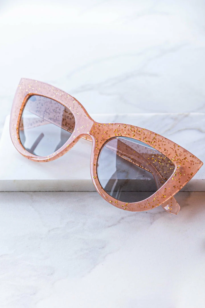 ZAD Peach And Gold Glitter Frame Cat Eye Sunglasses 3 ZAD Peach And Gold Glitter Frame Cat Eye Sunglasses