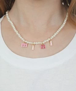 Fashion City Pearl Mama And Mini Letter Charm Necklace Set Accessories