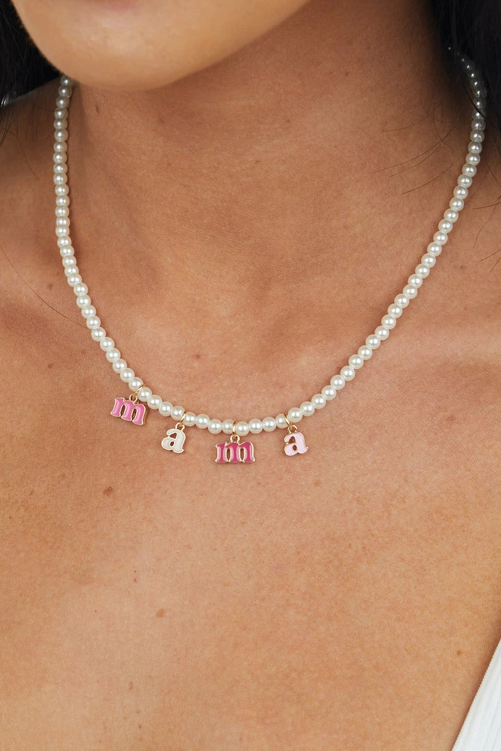 Fashion City Pearl Mama And Mini Letter Charm Necklace Set Accessories 5 Fashion City Pearl Mama And Mini Letter Charm Necklace Set Accessories