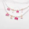 Fashion City Pearl Mama And Mini Letter Charm Necklace Set Accessories