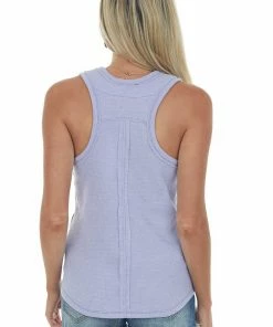 143 Story Periwinkle Thermal Knit Tank Top With Racerback