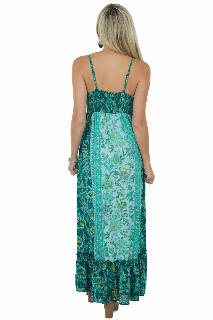 ANGIE Pine Floral Sleeveless Front Tie Woven Maxi Dress Dresses 9 ANGIE Pine Floral Sleeveless Front Tie Woven Maxi Dress Dresses