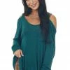 Fantastic Fawn Pine Oversized Pointelle Strappy Back Knit Top