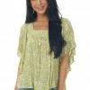 Lush Clothing Tops Pistachio Floral Short Angel Sleeve Blouse