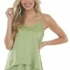 L Love Pistachio Sleeveless Top With Back Criss Cross Detail